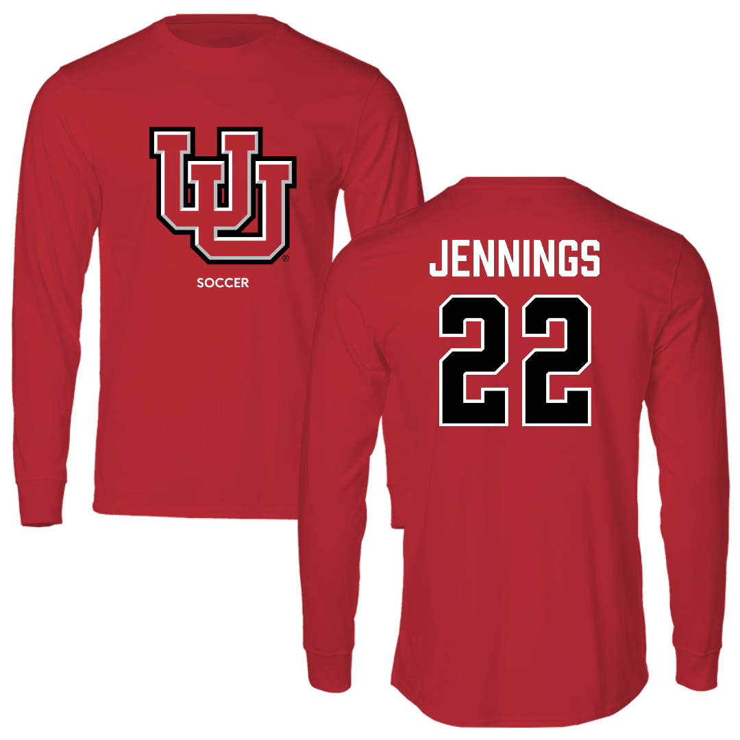 University of Utah Soccer (W) Red Block Performance Long Sleeve - #22 Kyla Jennings