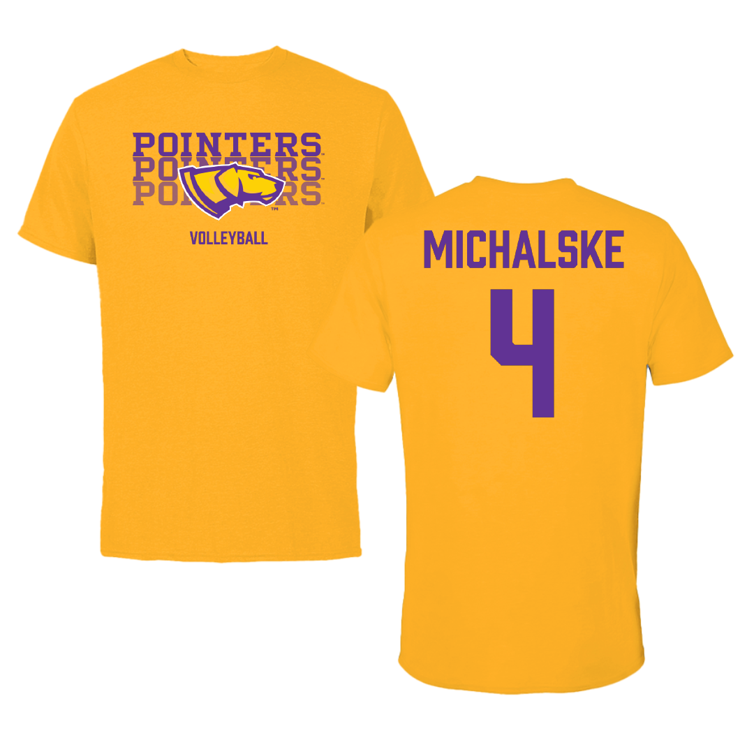 University of Wisconsin-Stevens Point Volleyball (W) Gold Performance Tee - #4 Grace Michalske