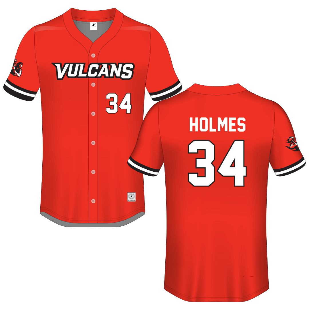 PennWest California Red Button-Down Jersey - #34 Nathan Holmes