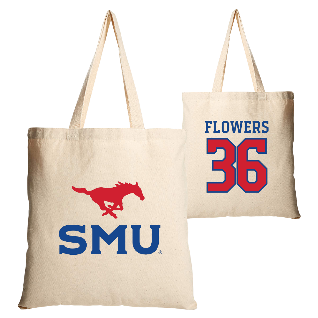 Southern Methodist University Football Tan Canvas Tote Bag - #36 Braeden Flowers