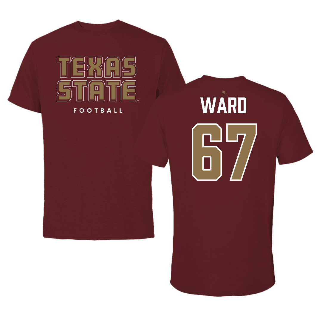 Texas State University Football Maroon Performance Tee - #67 Preston Ward