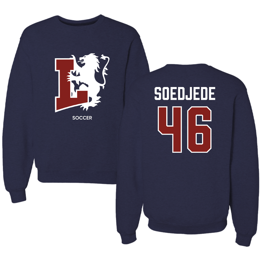Lyon College Soccer (M) Navy Crewneck - #46 Richmond Soedjede