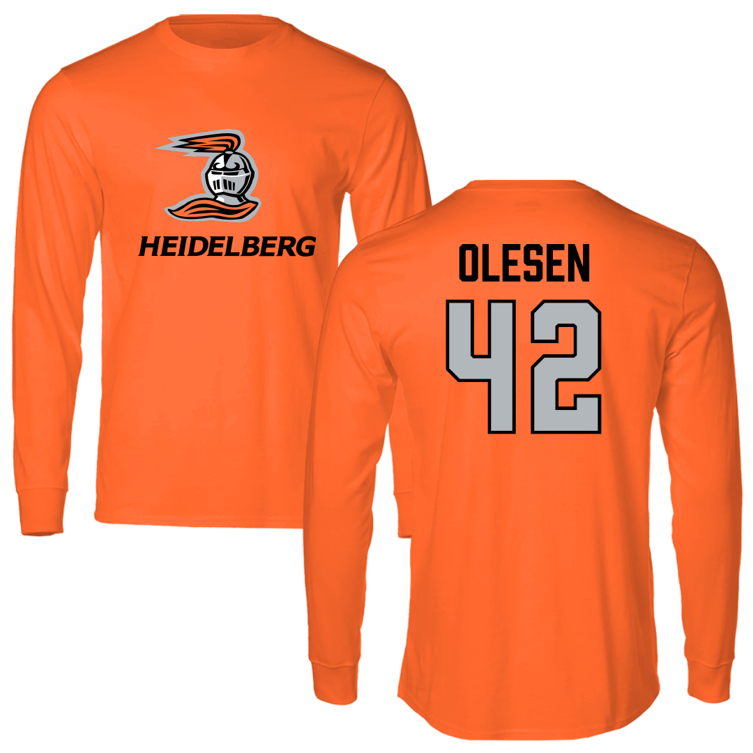Heidelberg University Baseball Orange Performance Long Sleeve - #42 Jameson Olesen
