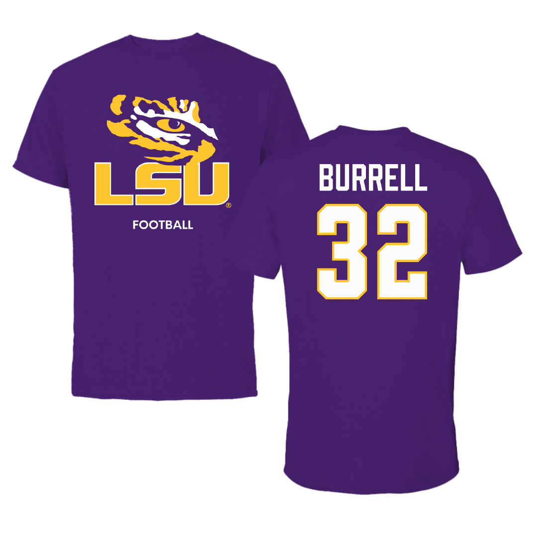 Louisiana State University Football Purple Tee - #32 Aeron Burrell