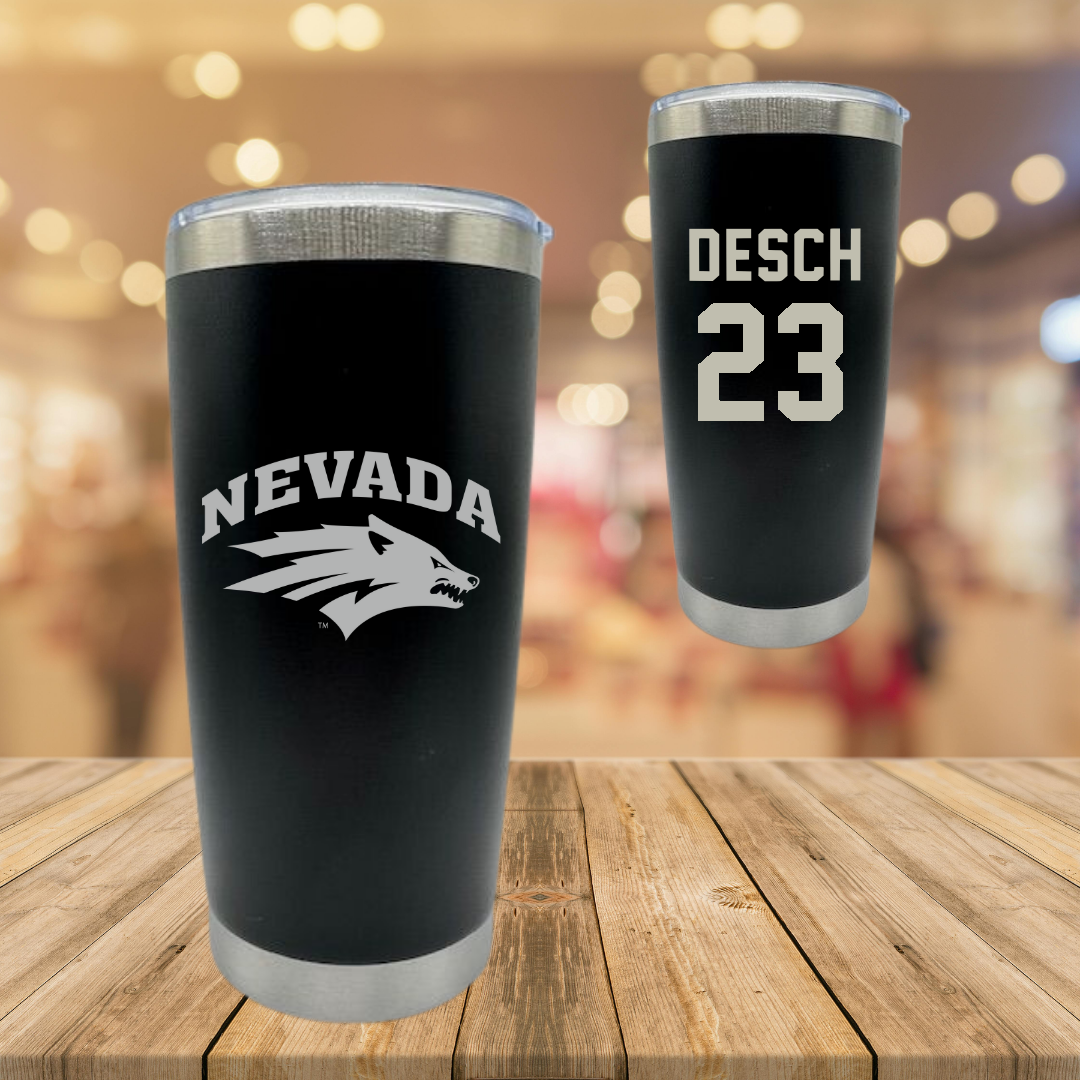 University of Nevada Baseball Black Stainless Steel Tumbler - #23 Dominic Desch