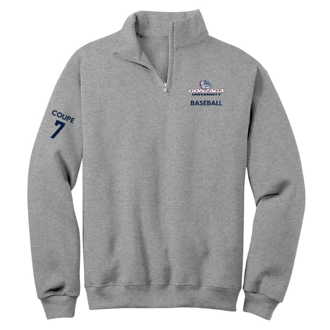 Gonzaga University Baseball Sport Gray Quarter-Zip - #7 Max Coupe