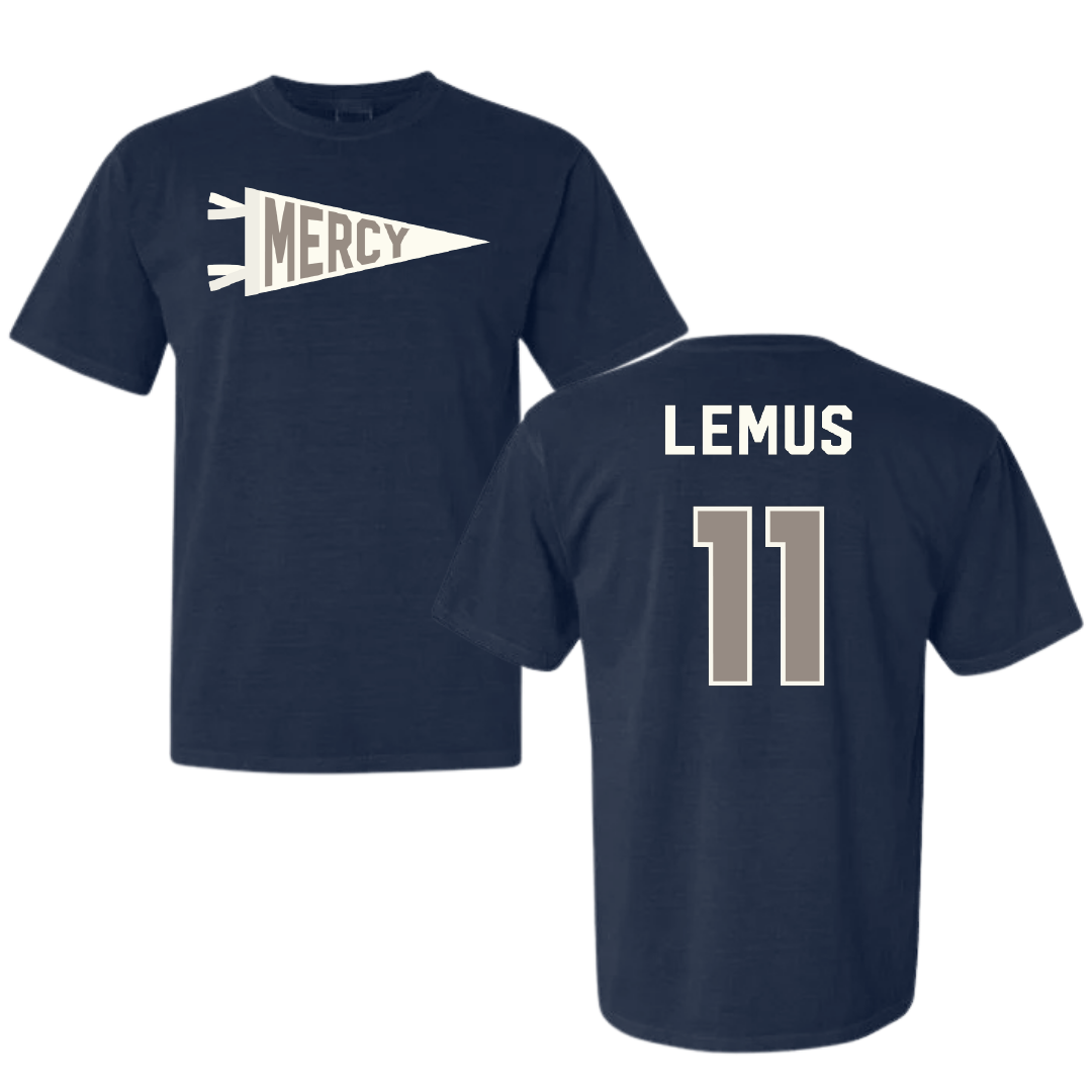 Mercy University Softball Navy Pennant Comfort Colors Tee - #11 Alexis Lemus