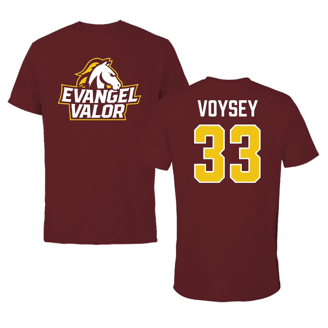 Evangel University Basketball (M) Maroon Performance Tee - #33 Cody Voysey