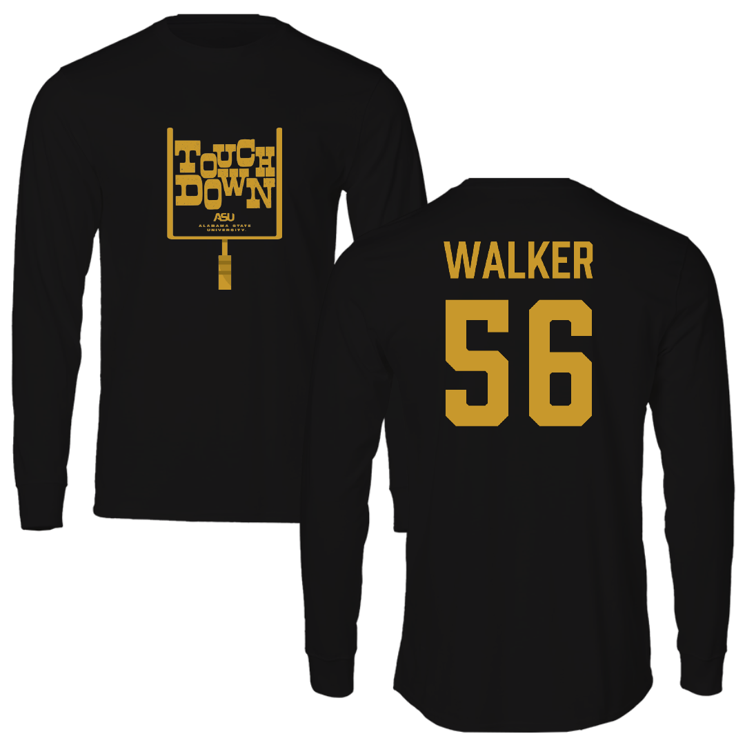 Alabama State University Football Black Touchdown Performance Long Sleeve - #56 Elijah Walker