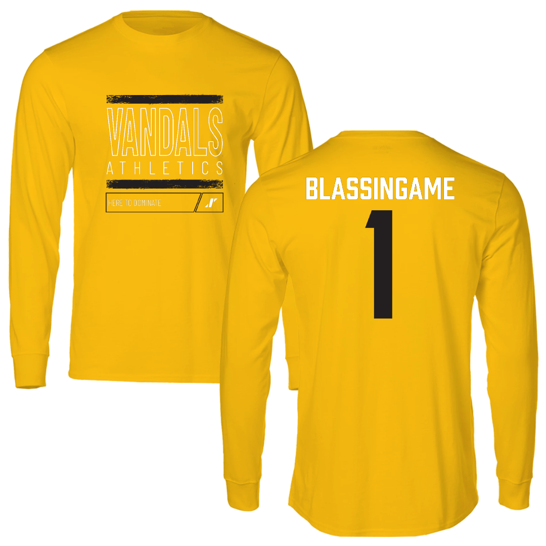University of Idaho Basketball Gold Dominate Performance Long Sleeve - #1 Trevon Blassingame