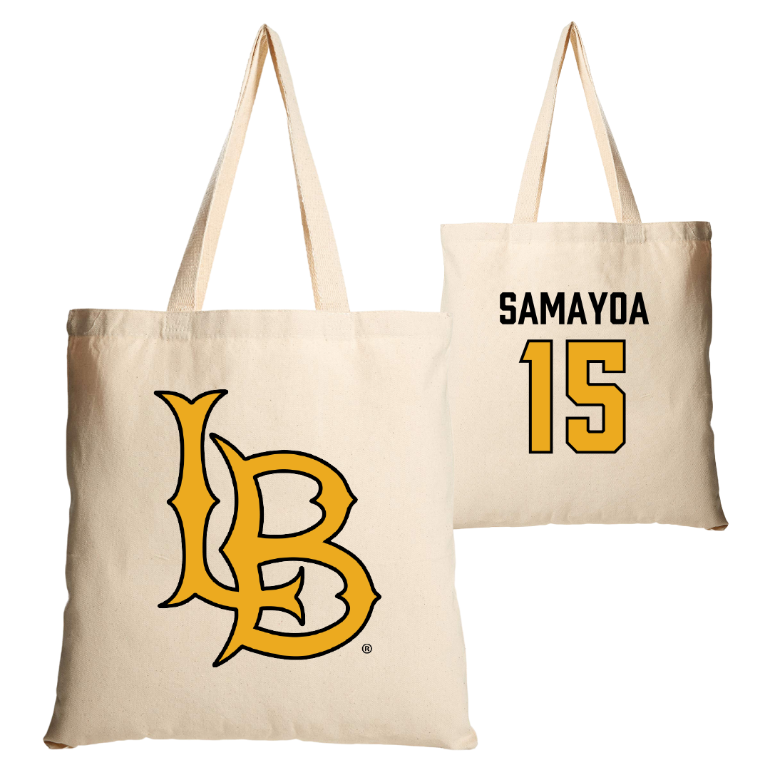 Long Beach State University Baseball Tan Canvas Tote Bag - #15 Zechariah Samayoa