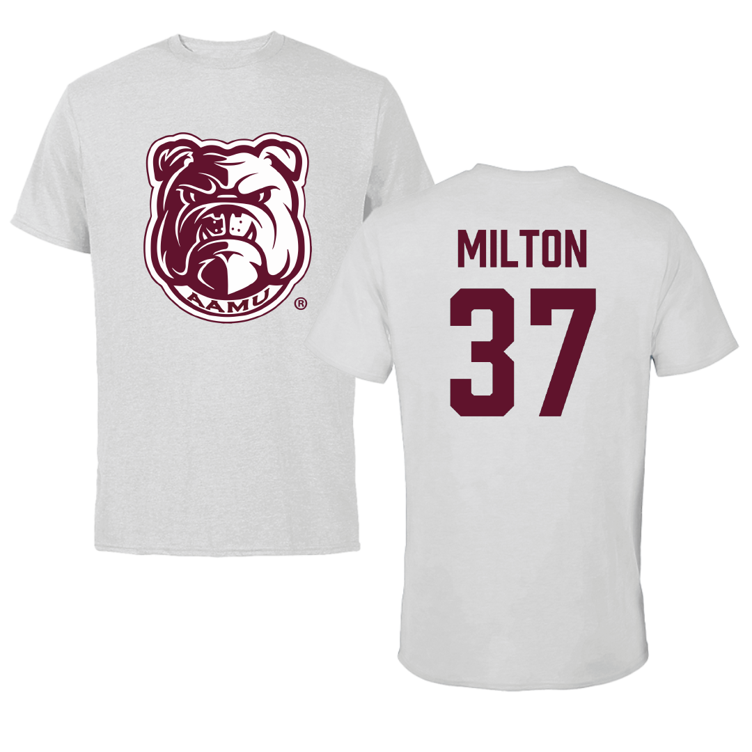 Alabama A&M University Football Light Gray Performance Tee - #37 Jordan Milton