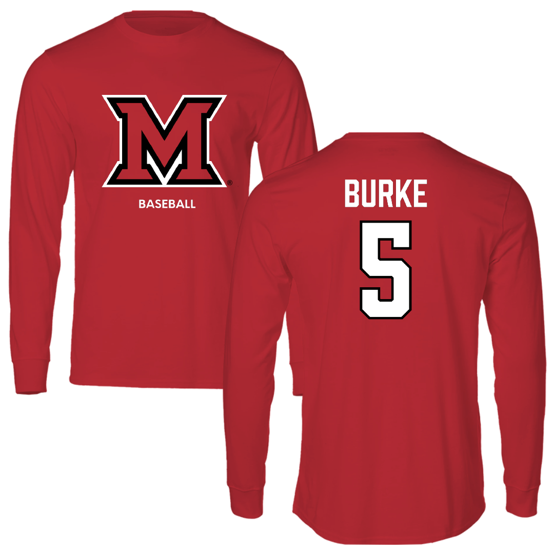 Miami University (Ohio) Baseball Red Long Sleeve - #5 Clayton Burke