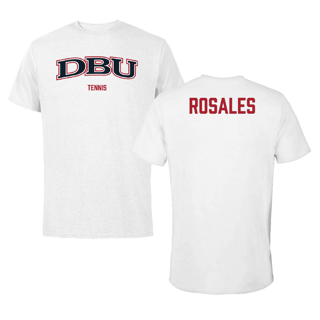 Dallas Baptist University Tennis (M) White Tee - Fabian Rosales
