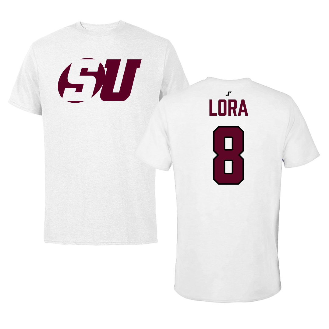Schreiner University Football White Tee - #8 Christian Lora