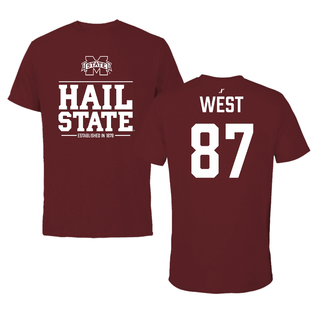 Mississippi State University Football Maroon General Tee - #87 Sam West