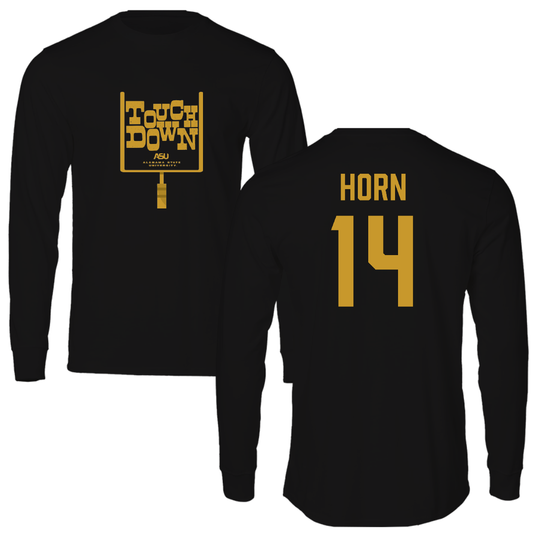 Alabama State University Football Black Touchdown Performance Long Sleeve - #14 Eric Horn