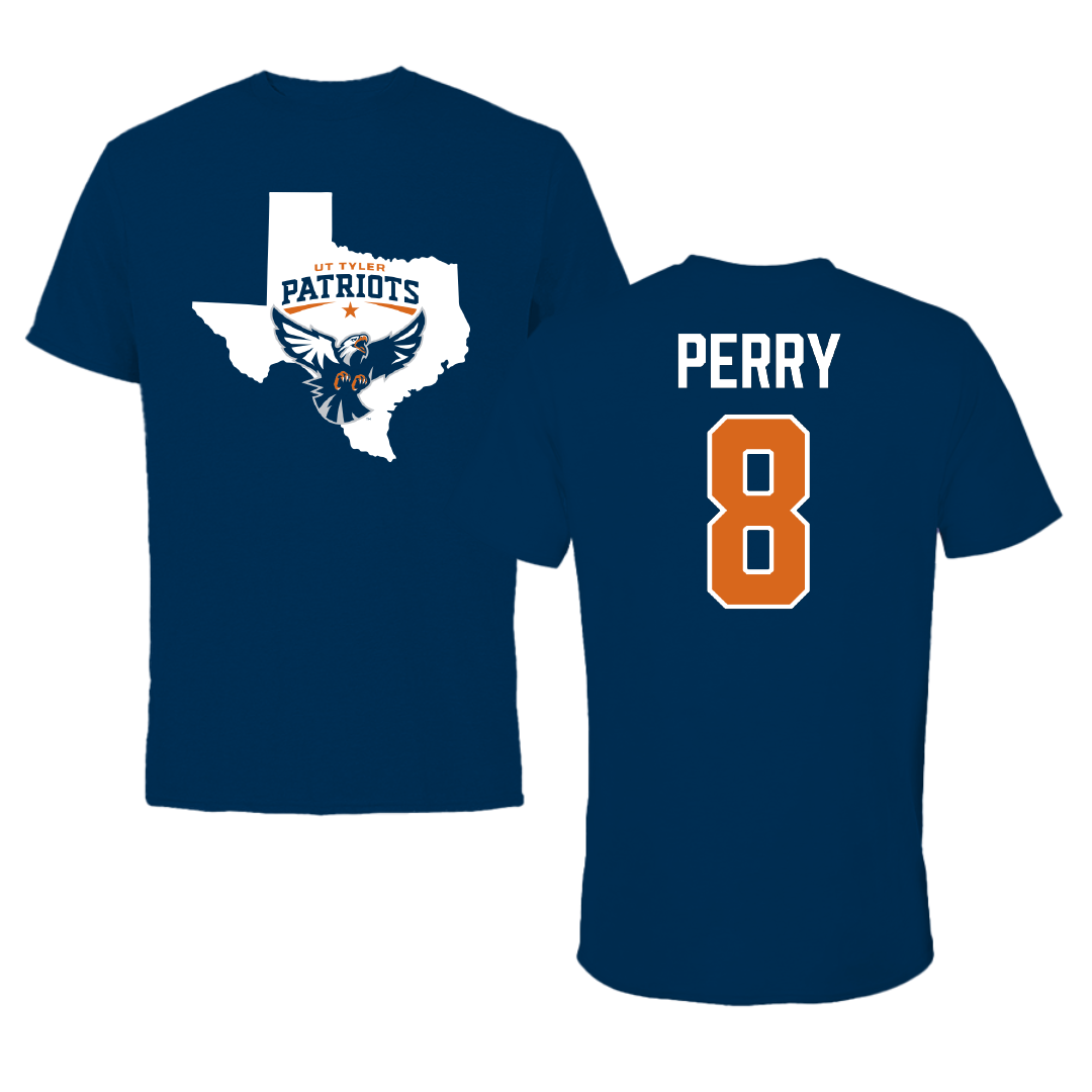 The University of Texas at Tyler Volleyball Navy State Performance Tee - #8 Autumn Perry