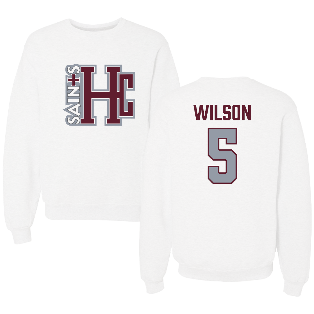Holy Cross College Basketball (M) White Crewneck - #5 Joaquin Wilson
