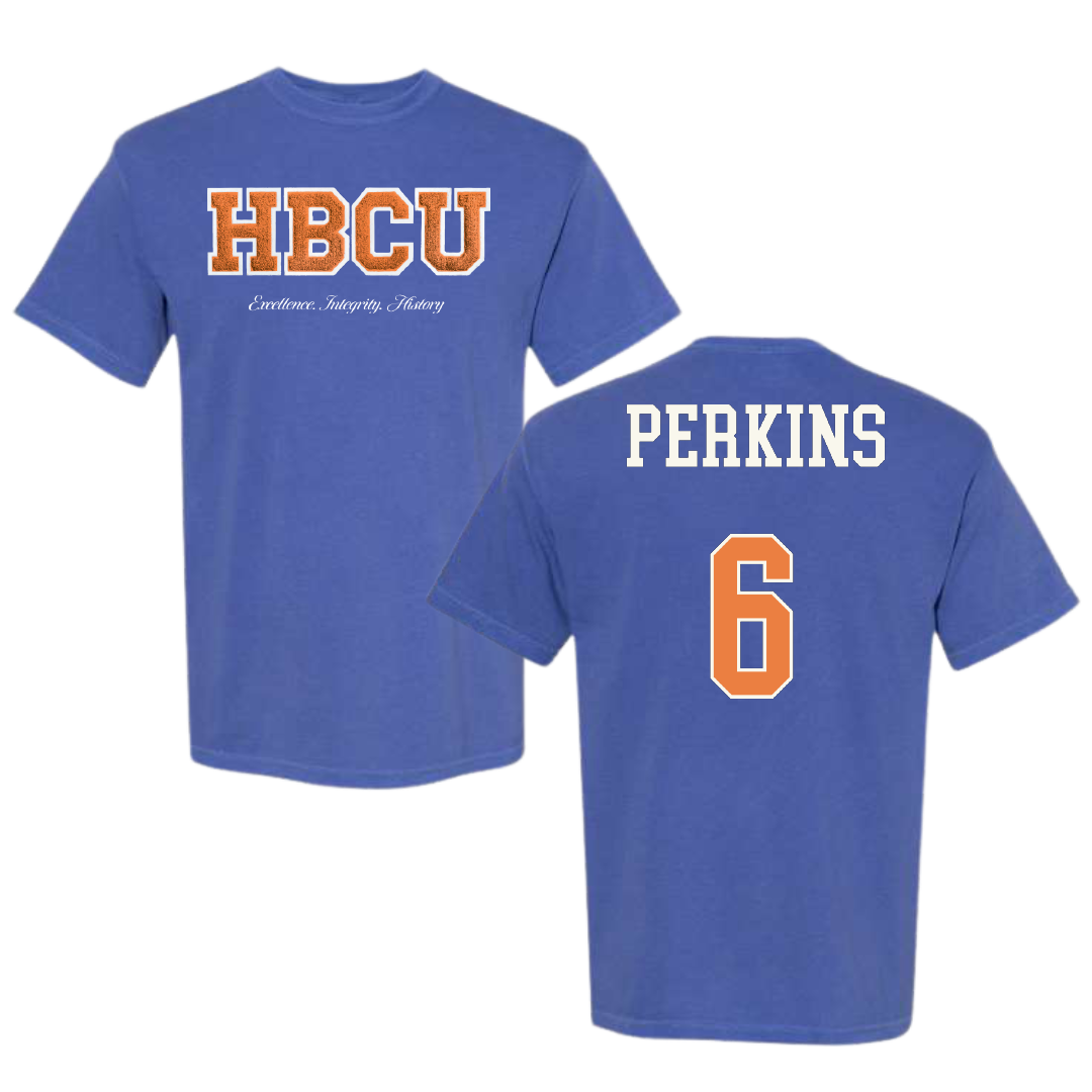 Morgan State University Acrobatics & Tumbling Blue HBCU Varsity Comfort Colors Tee - #6 Lauren Perkins