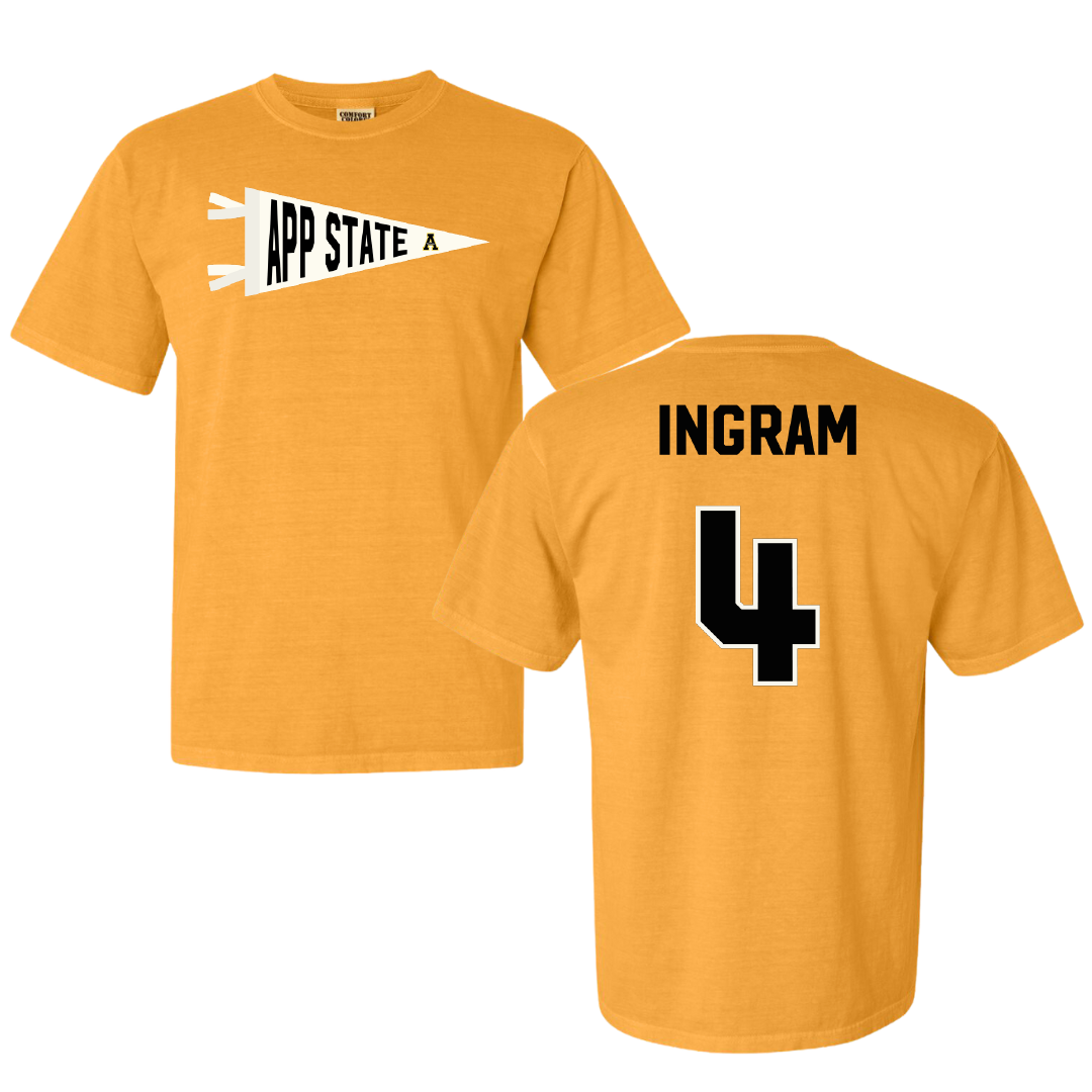 Appalachian State University Basketball Gold Pennant Comfort Colors Tee - #4 J'Mani Ingram