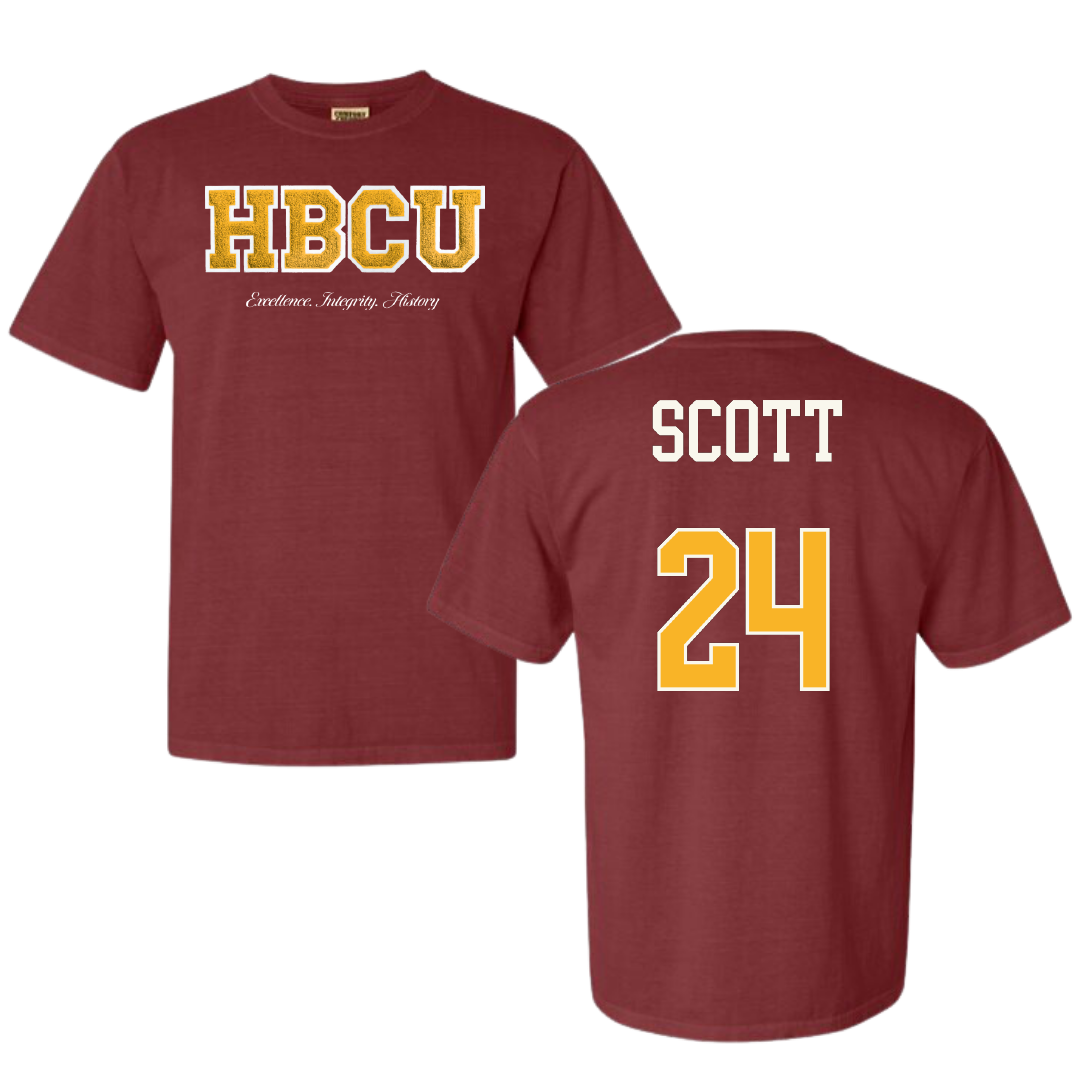 Bethune-Cookman University Softball Maroon HBCU Varsity Comfort Colors Tee - #24 Brooklyn Scott