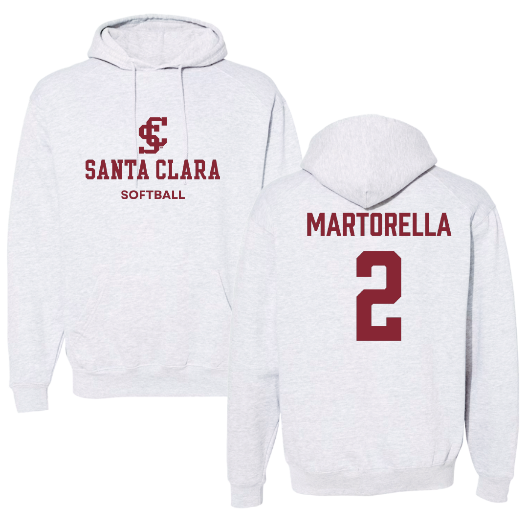 Santa Clara University Softball Light Gray Hoodie - #2 Marie Martorella