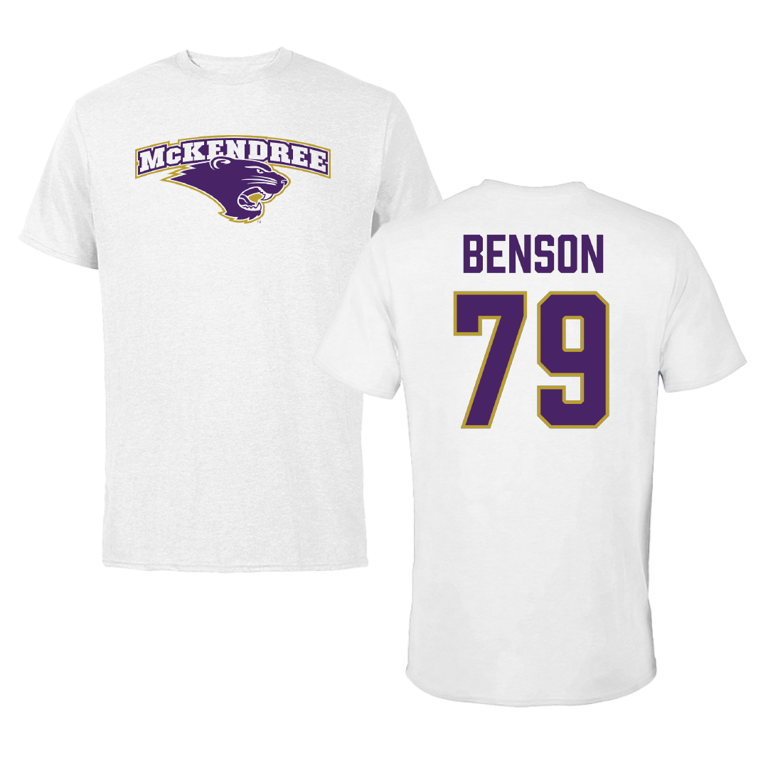 McKendree University Football White Performance Tee - #79 Jacob Benson