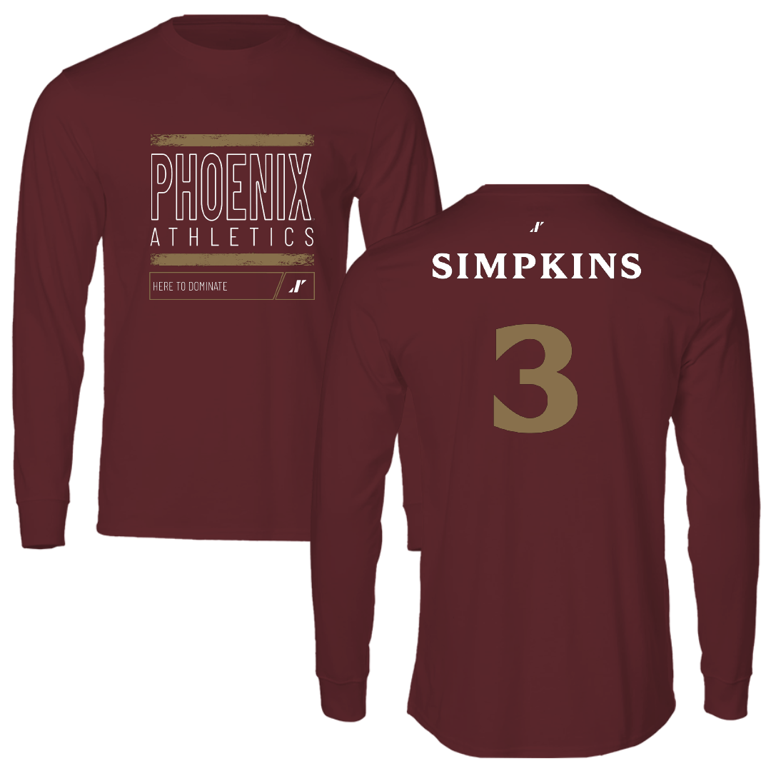 Elon University Basketball Maroon Dominate Performance Long Sleeve - #3 Takai Simpkins