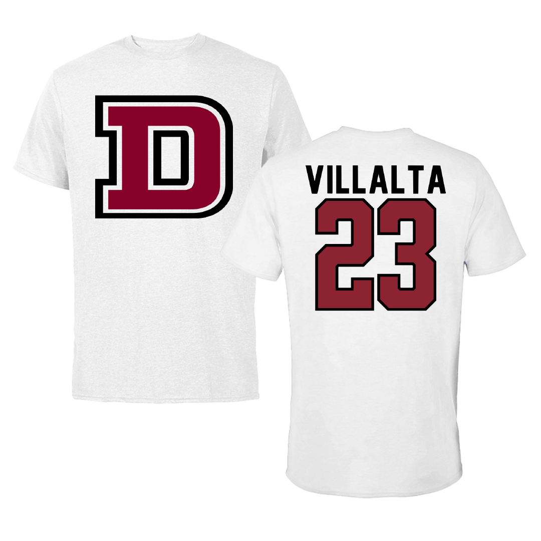 Dean College Baseball White Performance Tee - #23 Jayden Villalta