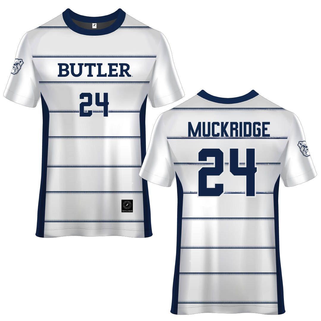 Butler University White Stripe Soccer Jersey - #24 Evan Muckridge