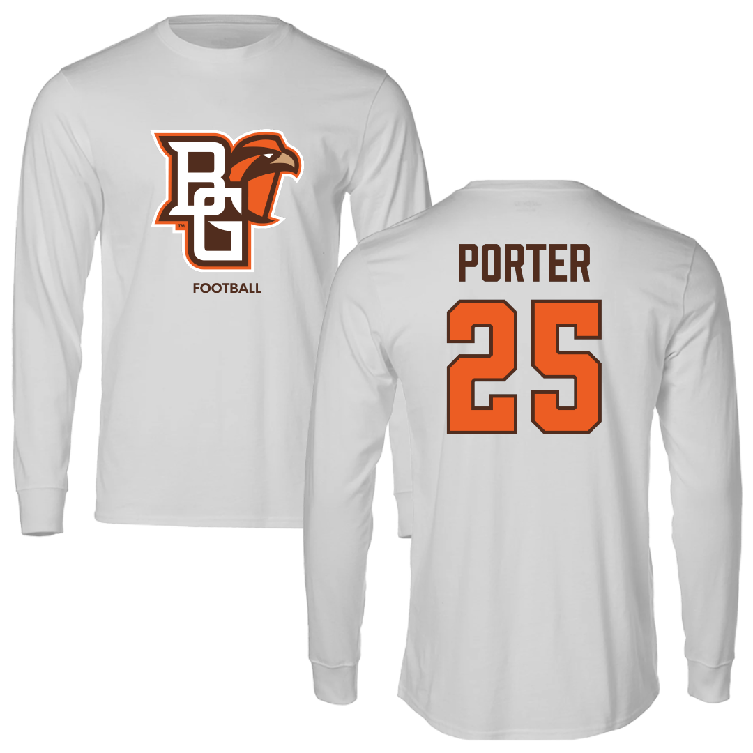 Bowling Green State University Football Light Gray Performance Long Sleeve - #25 Markel Porter