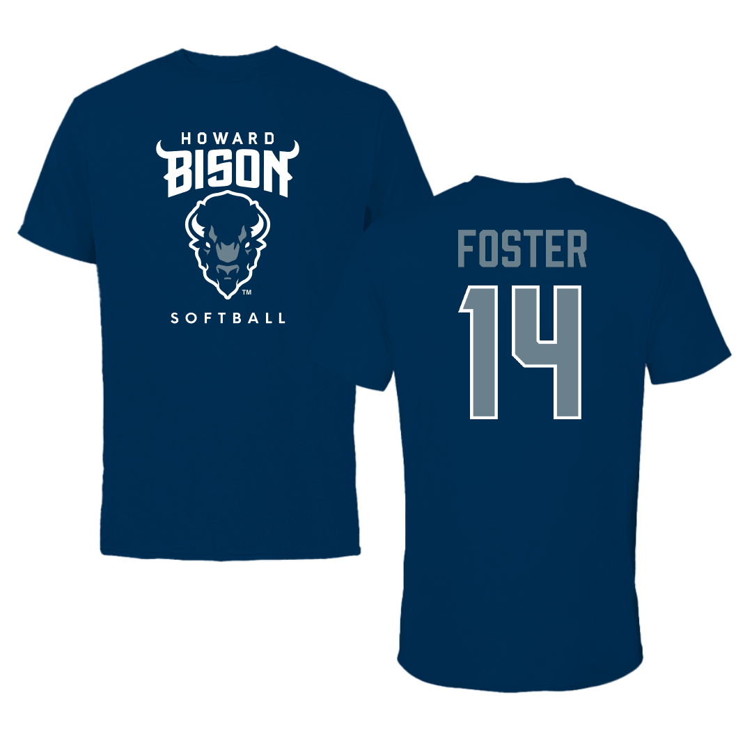 Howard University Softball Navy Performance Tee - #14 Emma Foster