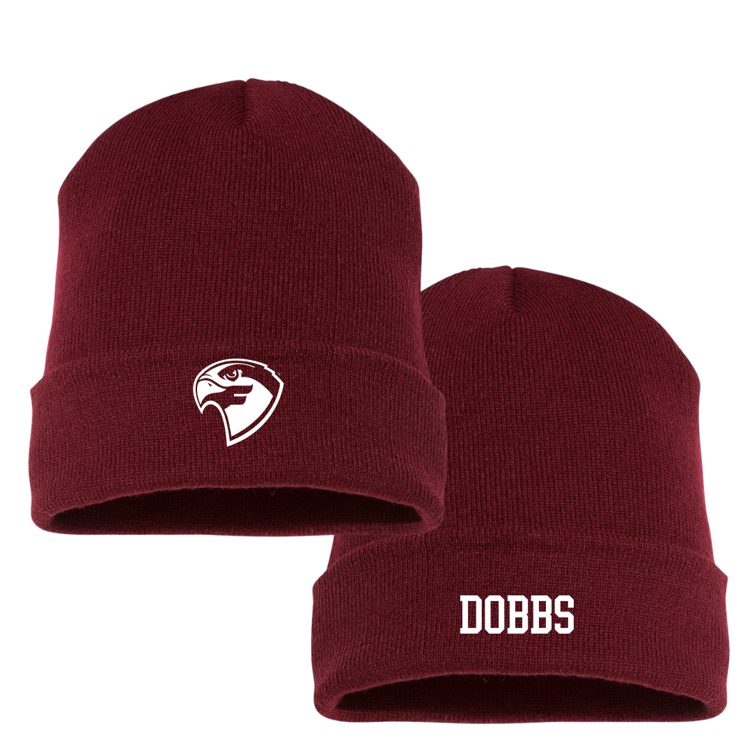 Fairmont State University Basketball (M) Maroon Beanie - #0 Zycheus Dobbs