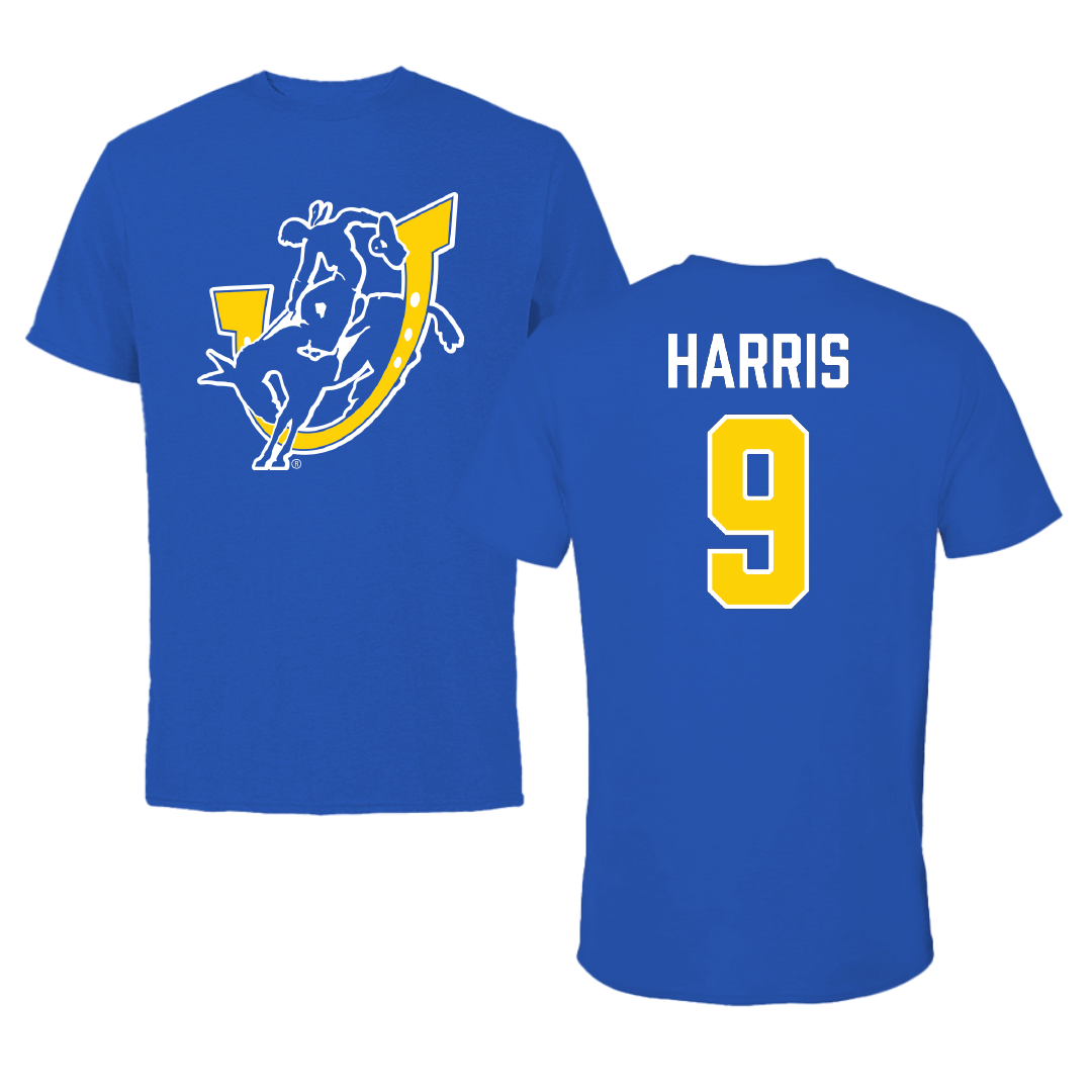 Southern Arkansas University Football Blue Performance Tee - #9 Hezekiah Harris
