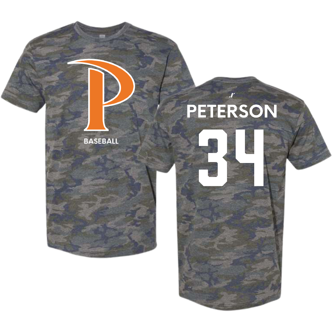Pepperdine University Baseball Vintage Camo Tee - #34 Winston Peterson