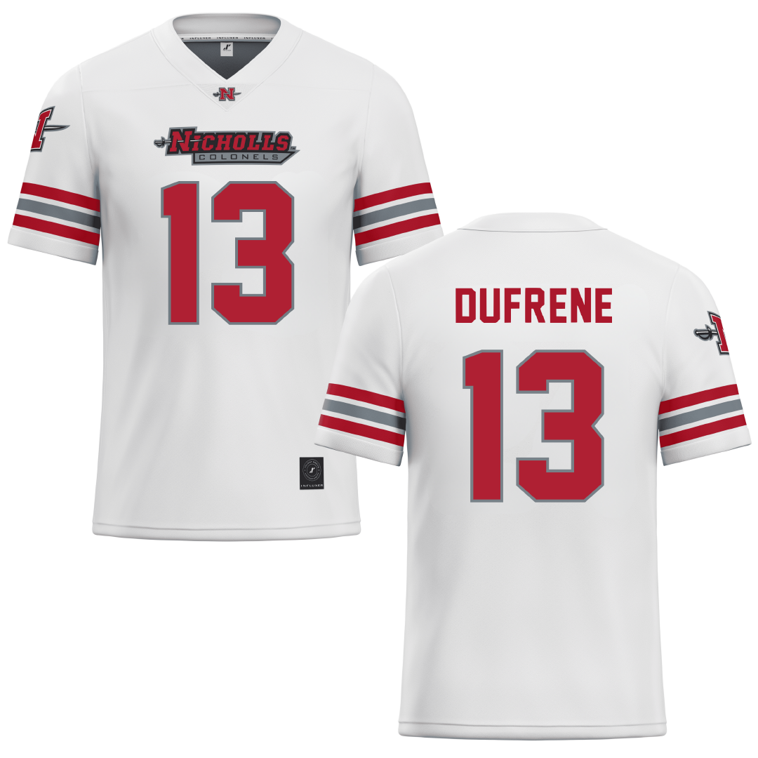 Nicholls State University White Football Jersey - #13 Jackson Dufrene