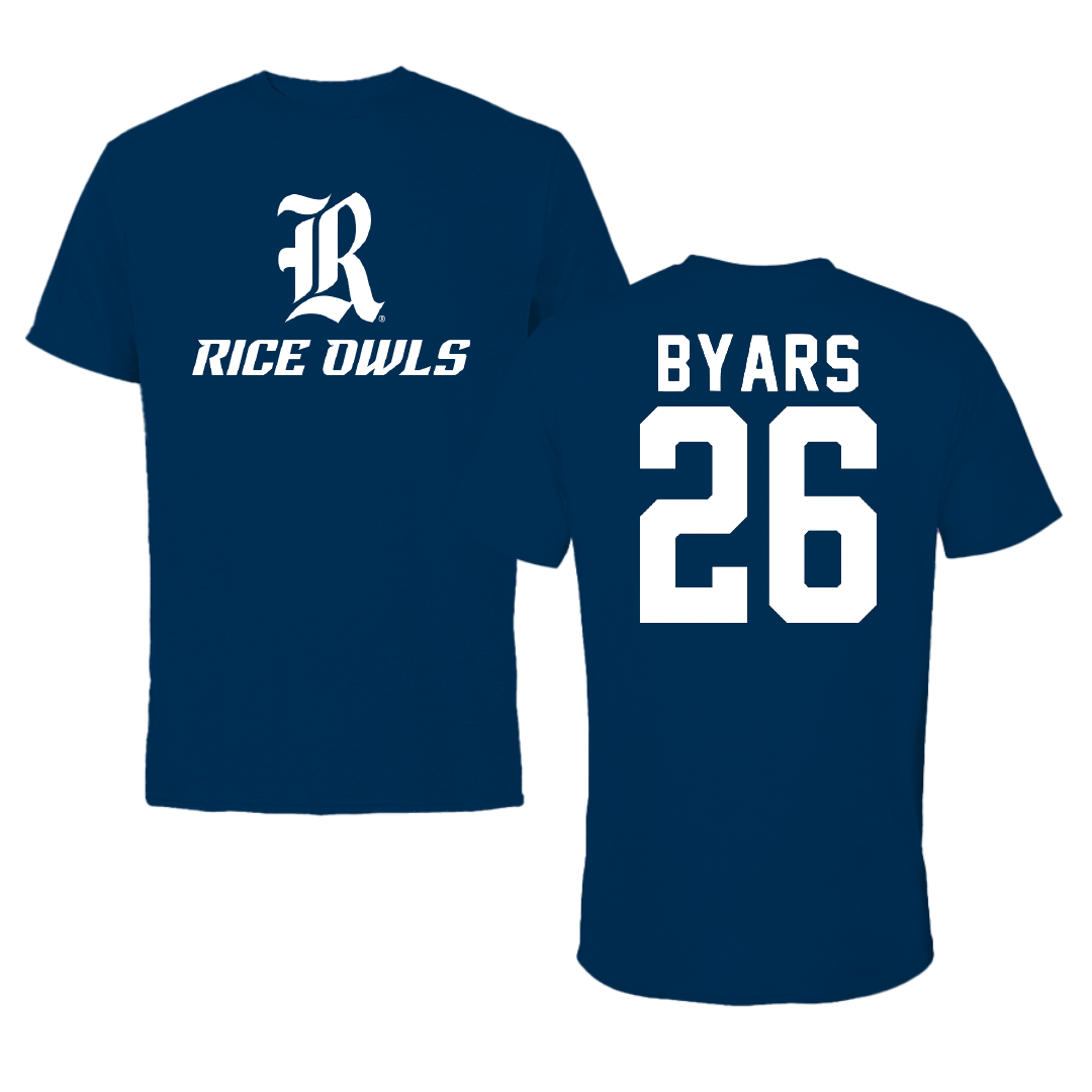 Rice University Football Navy Performance Tee - #26 Tyvonn Byars