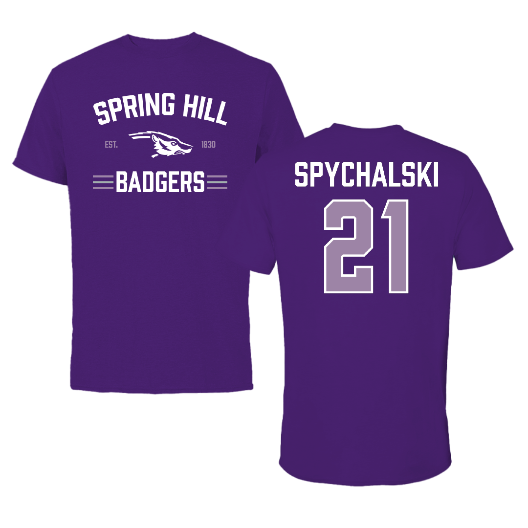 Spring Hill College Basketball Purple General Performance Tee - #21 Madi Spychalski