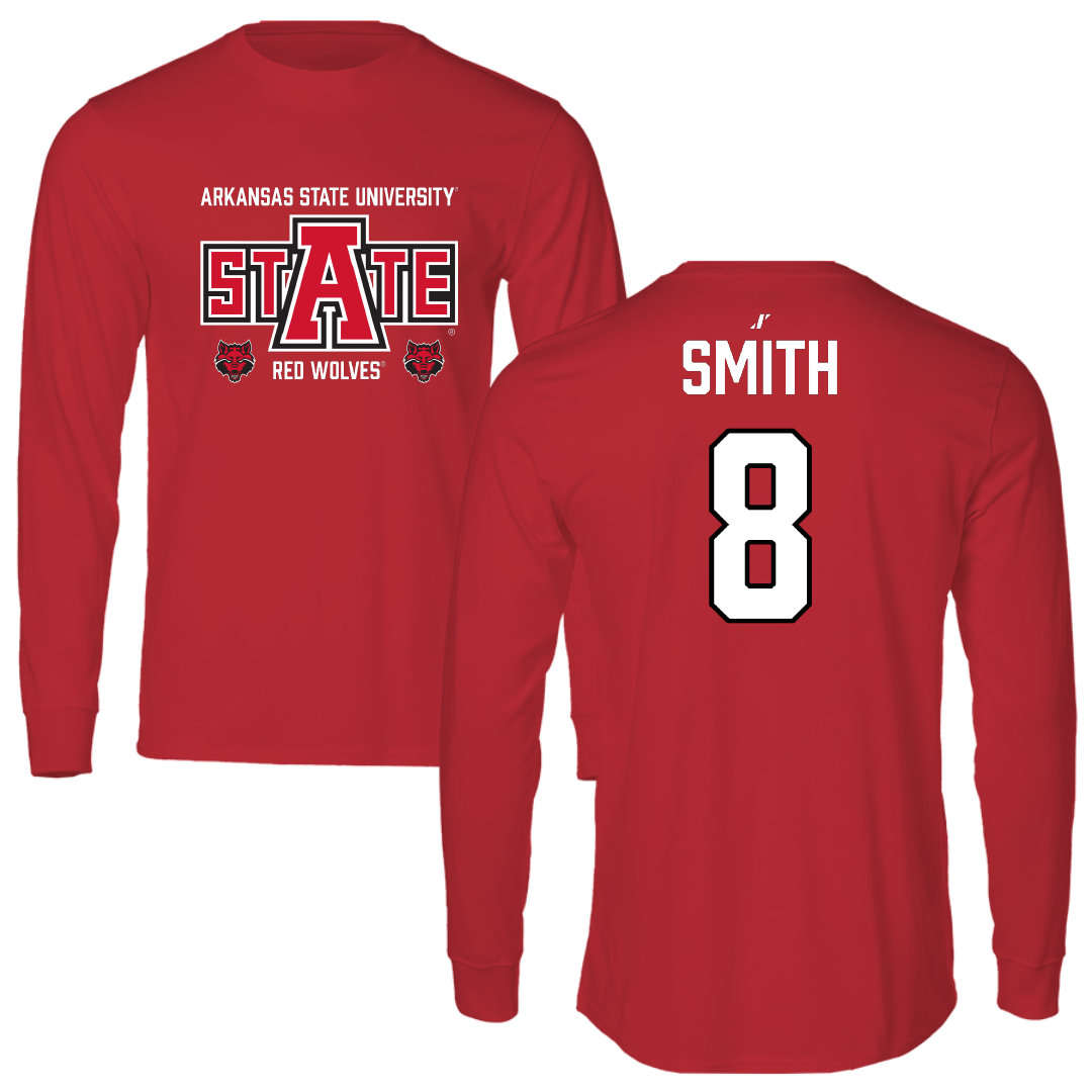 Arkansas State University Soccer Red General Performance Long Sleeve - #8 Maggie Smith