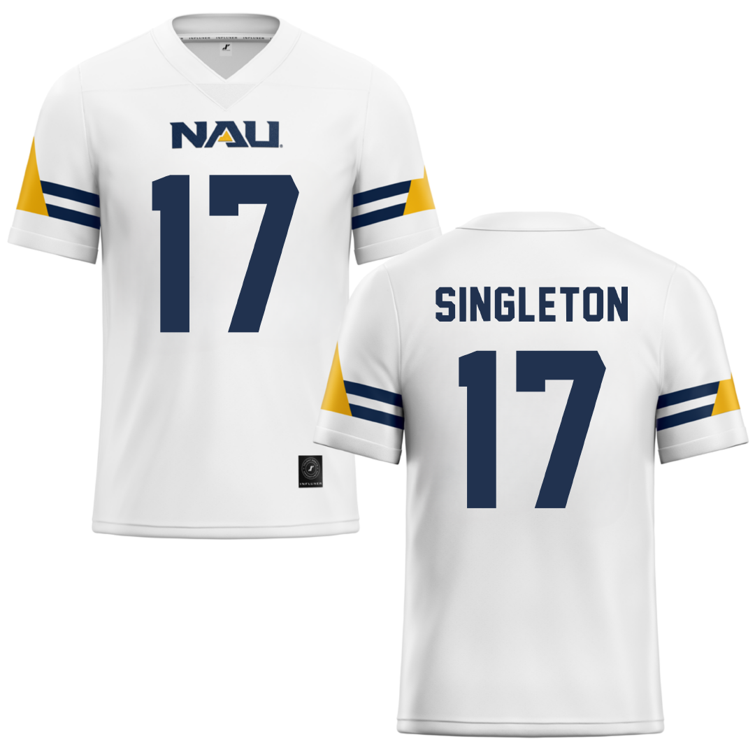 Northern Arizona University White Football Jersey - #17 Myles Singleton