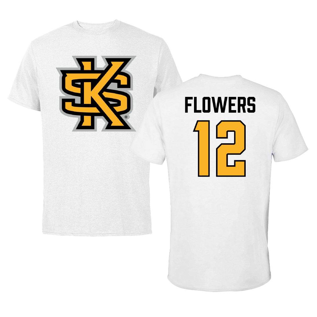 Kennesaw State University Basketball (W) White Performance Tee - #12 Kaelyn Flowers