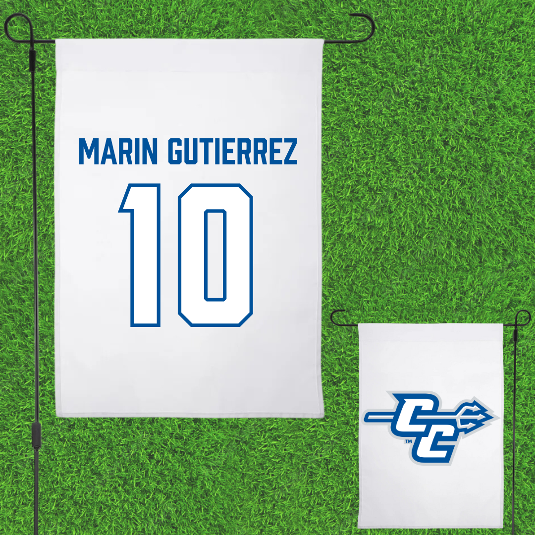 Central Connecticut State University Soccer (M) White Garden Flag - #10 Santiago Marin Gutierrez