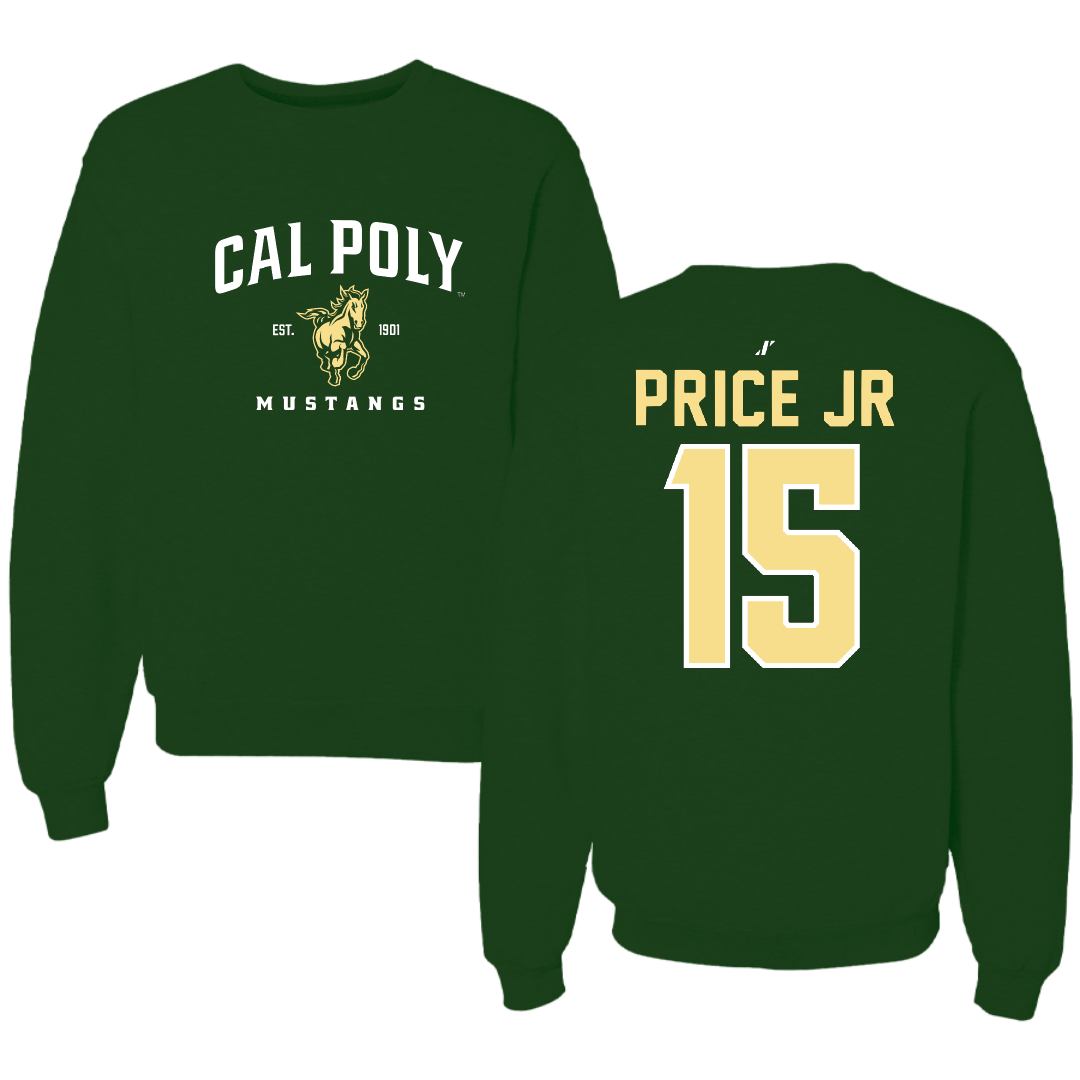 Cal Poly Basketball Forest Green General Crewneck - #15 Aaron Price Jr