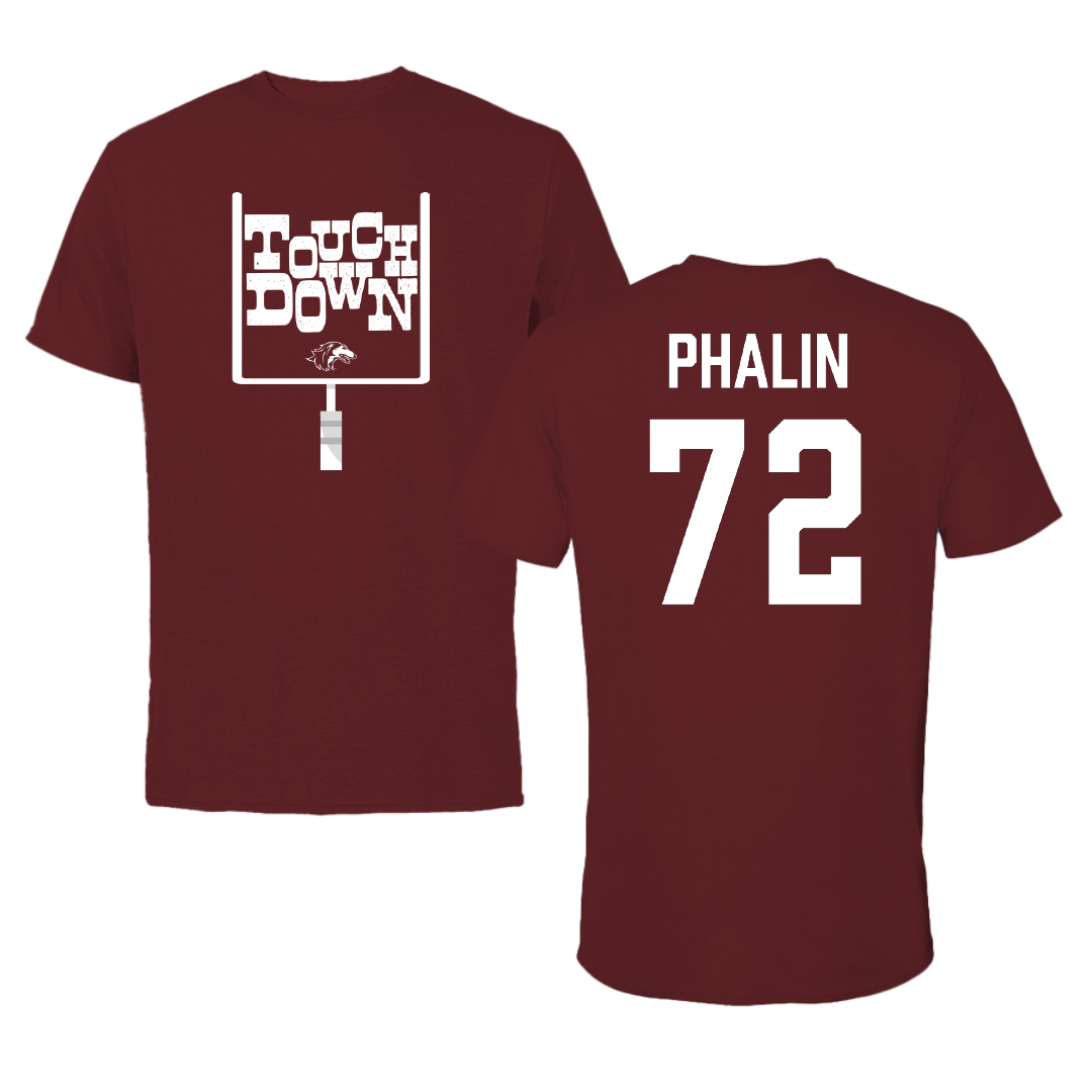 Southern Illinois University at Carbondale Football Maroon Touchdown Tee - #72 Cooper Phalin