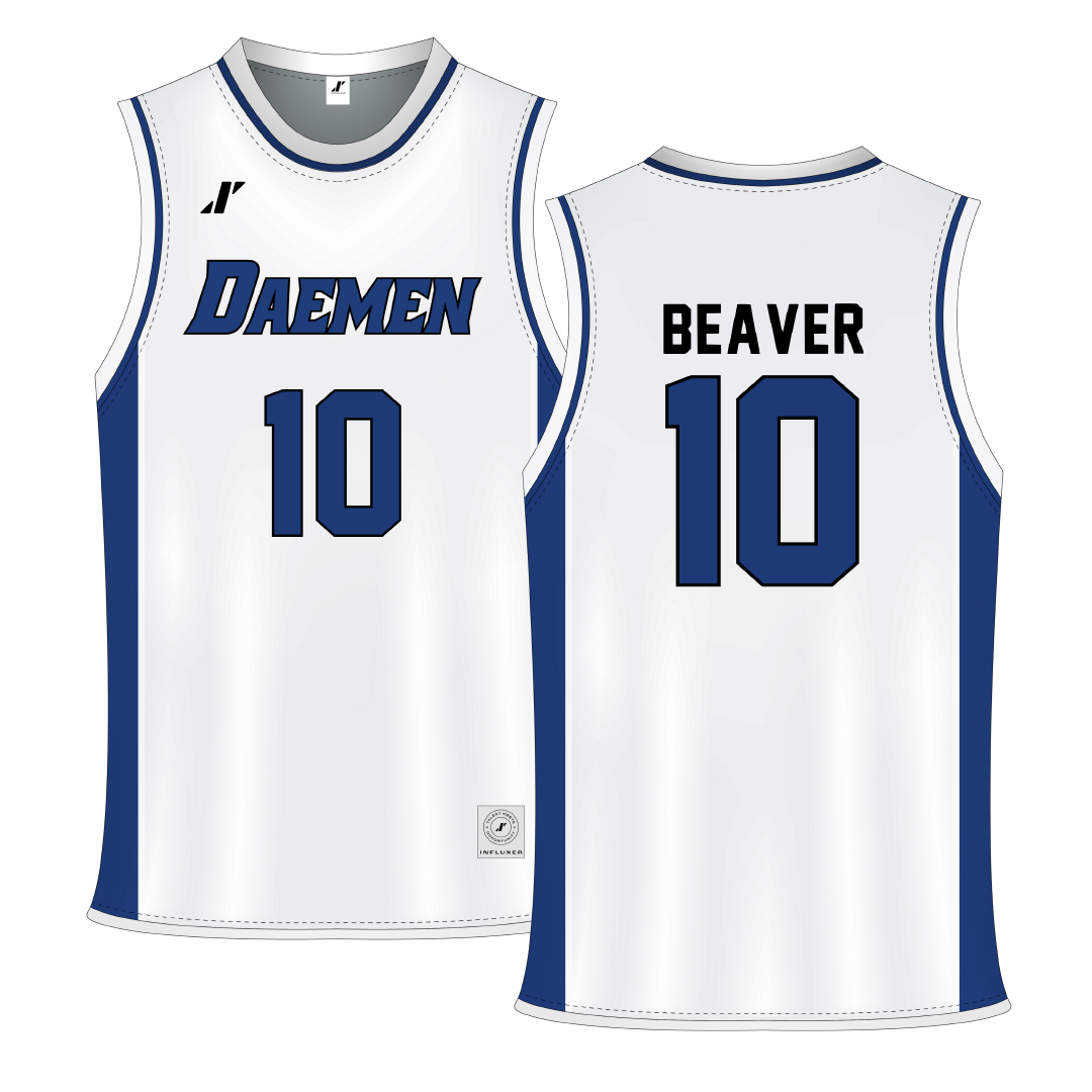 Daemen University White Wildcat Basketball Jersey - #10 Reece Beaver