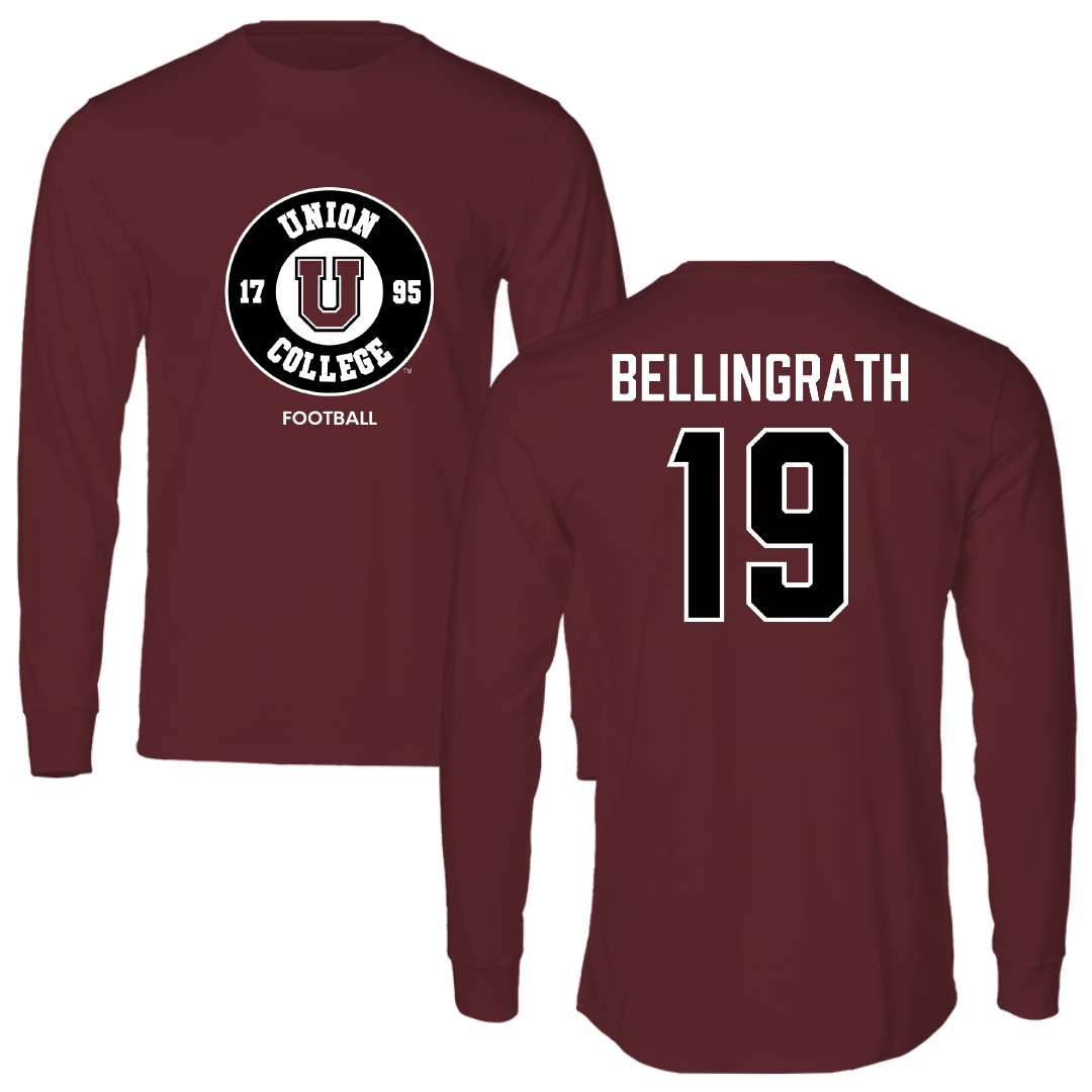 Union College Football Maroon Performance Long Sleeve - #19 Guy Bellingrath