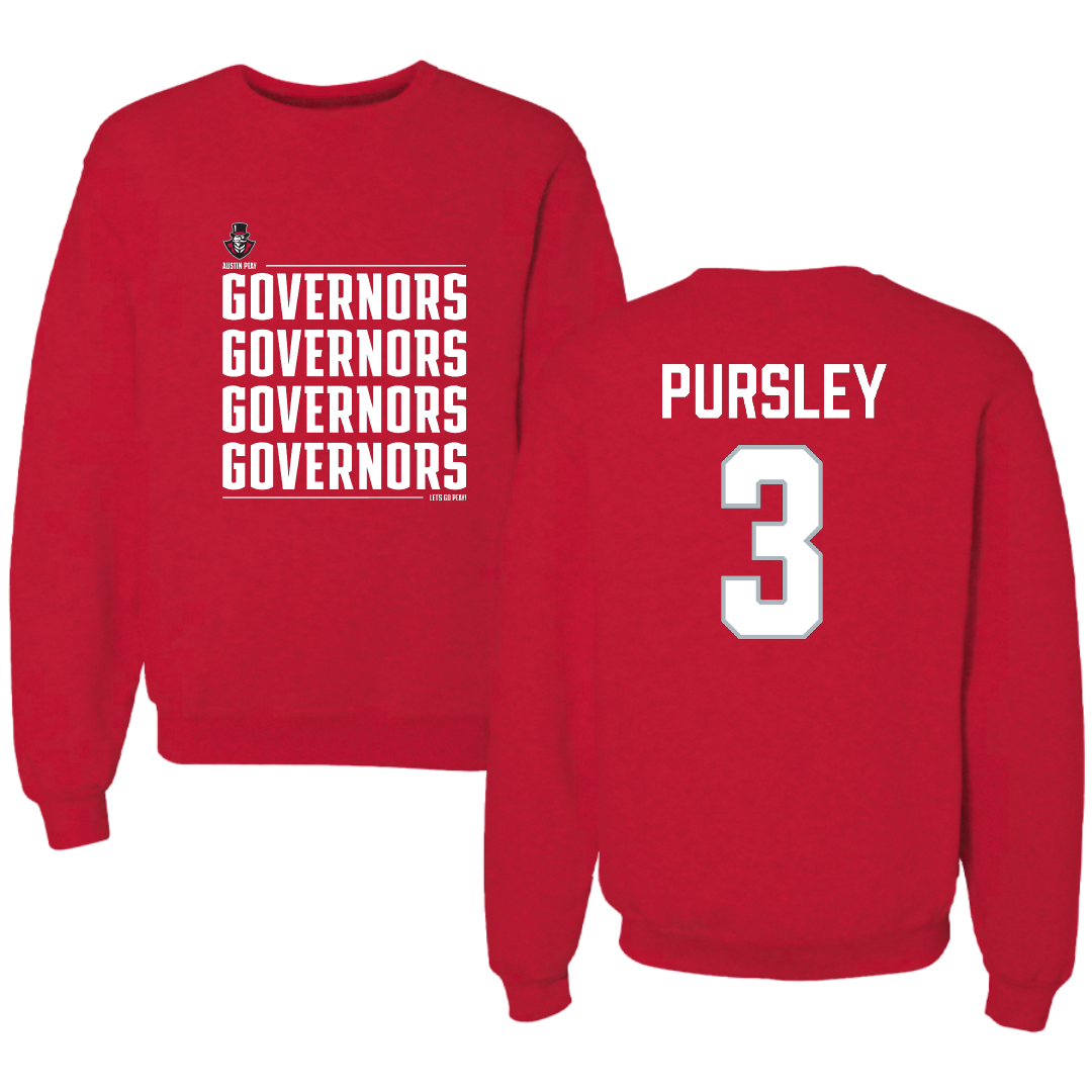 Austin Peay State University Softball Red General Crewneck - #3 Charley Pursley
