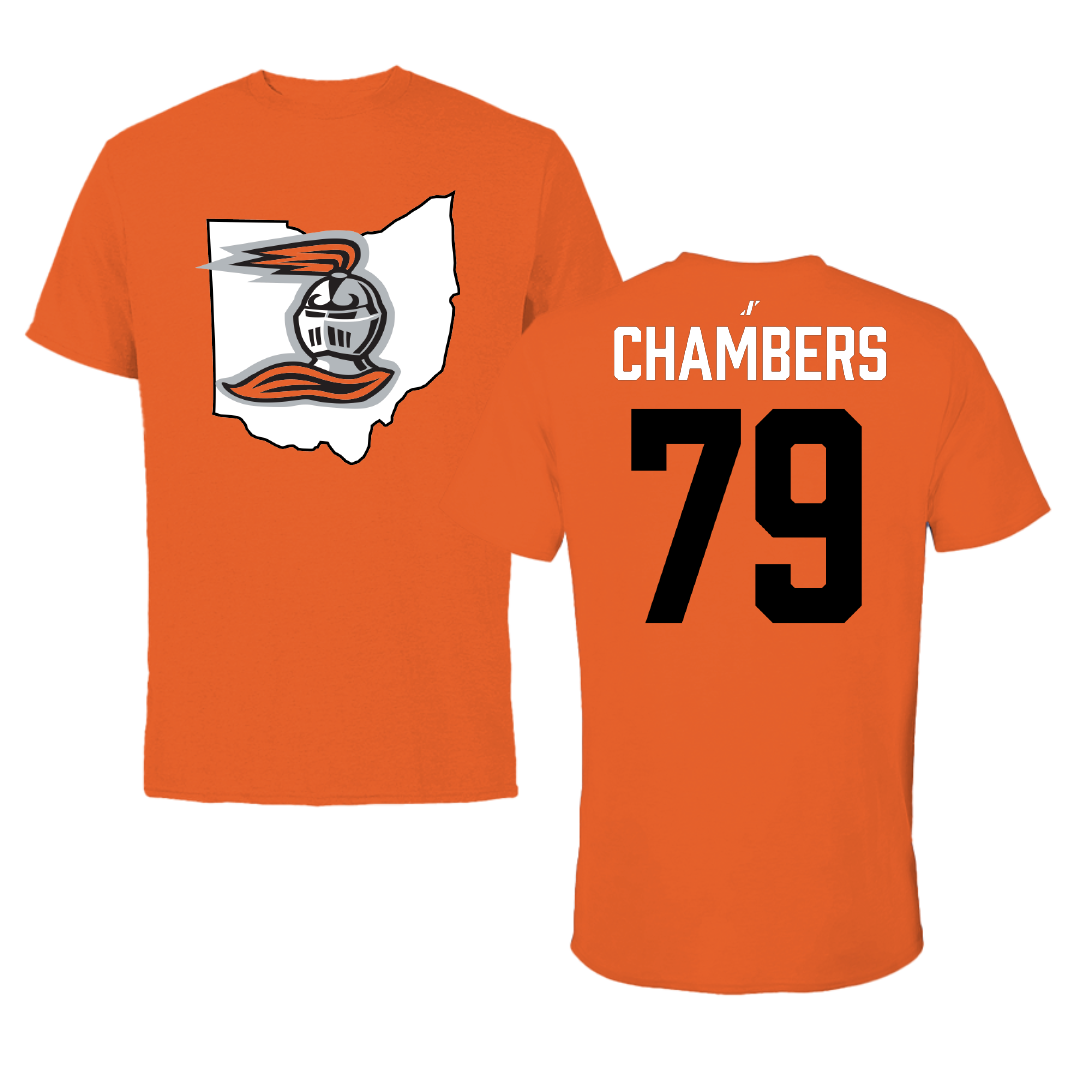 Heidelberg University Football Orange State Tee - #79 Luke Chambers