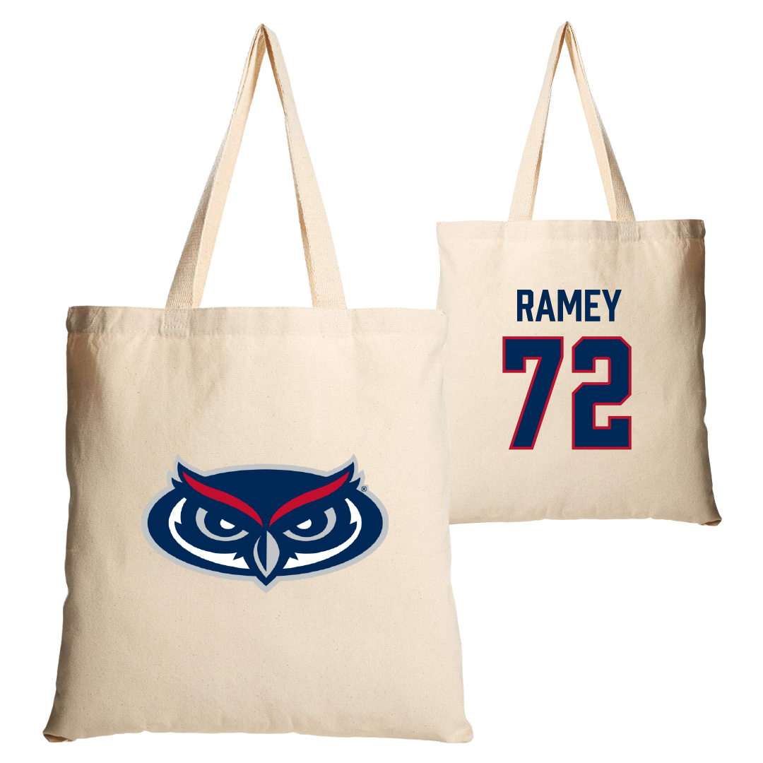 Florida Atlantic University Football Tan Canvas Tote Bag - #72 Brayden Ramey